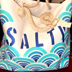 NWT🏝️”SALTY” Canvas Tote